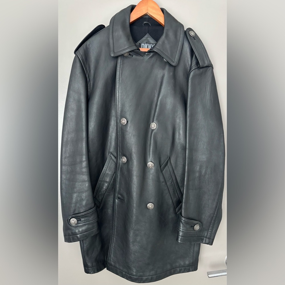 DKNY Vintage Men’s Genuine Leather Double Breasted Jacket